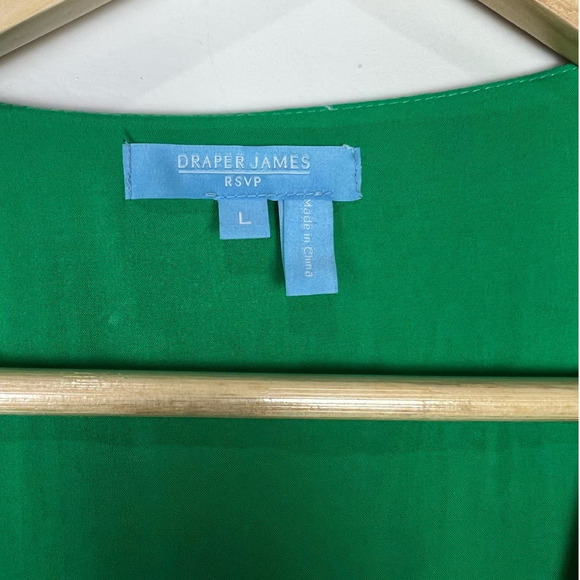 Draper James RSVP Flutter Wrap Women's Dress Green Ruffle Floral Rayon Belted L - Picture 5 of 6